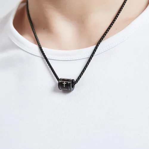 Miniatura 3 de JAYUMO Collar de cruz para hombres y niños, collar de cadena de cruz de acero inoxidable plateado, negro y dorado para hombres, collar cristiano