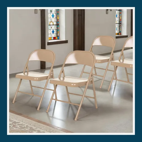 Miniatura 2 de OEF Furnishings OEF900 Series - Sillas plegables de acero ligeras prémium (paquete de 4, beige)