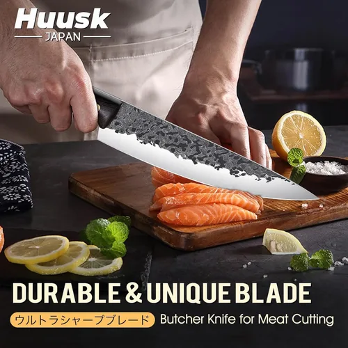 Miniatura 2 de Huusk Cuchillo de chef de 8 pulgadas de Japón, cuchillos de cocina profesionales forjados a mano, cuchillos de chef japoneses Gyutou, cuchillo