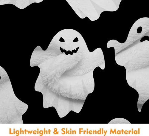 Miniatura 4 de Jbralid Manta de Halloween divertida con fantasma, lindo y espeluznante de Halloween, manta de franela ligera y acogedora para dormitorio, sala