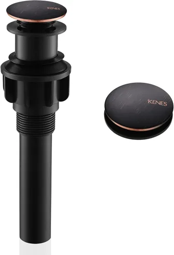 KENES Desagüe Pop Up de Bronce Frotado con Aceite para Lavabo Vessel de Baño, Tapón de Desagüe para Lavabo de Tocador, Ensamblaje de Desagüe de