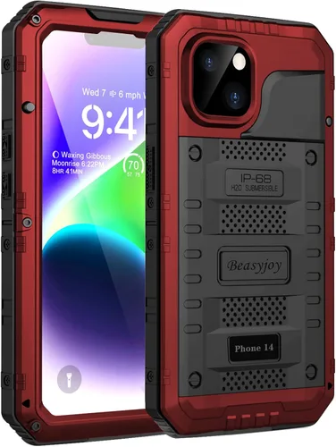 Miniatura 33 de Beasyjoy Funda impermeable para iPhone 14 Pro Max, funda de metal resistente con protector de pantalla integrado, protección de cuerpo completo