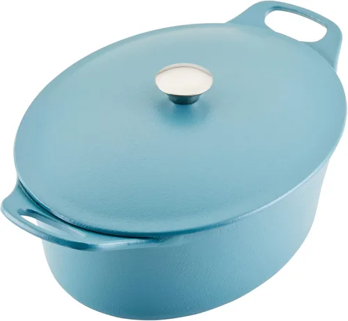 Miniatura 11 de Rachael Ray NITRO - Horno holandés de hierro fundido, 6.5 cuartos de galón, azul agave