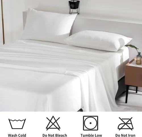 Miniatura 6 de Juego de sábanas de lino 100% de TUMEI para cama tamaño Queen - Juego de 4 piezas de sábanas de lino tamaño Queen con sábana bajera con bolsillo