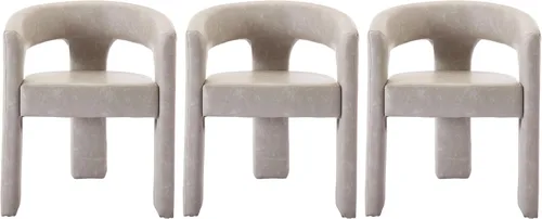 Miniatura 23 de VESCASA Silla de Comedor de Barril de Terciopelo con Respaldo Abierto, Sillón Lateral de Acento Moderno Tapizado con 3 Patas para Caqui-terciopelo