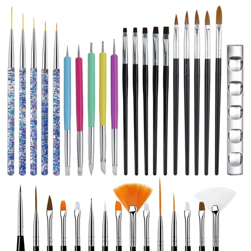 Miniatura 10 de Juego de 18 pinceles de arte de uñas para pintar, práctica de diseño, puntas francesas, pinceles de uñas acrílicas para extensiones de uñas