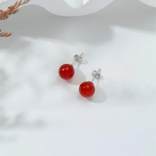 Miniatura 36 de Natural Stone Stud Earrings for Women 8mm Sterling Silver Genuine Gemstone Earrings Handmade Sterling Silver Crystal Stud Earrings for Women