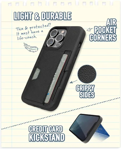 Miniatura 4 de Smartish Funda tipo cartera para iPhone 13 Pro – Wallet Slayer Vol. 2 [delgada + protectora] tarjetero con función atril - Black Tie Affair