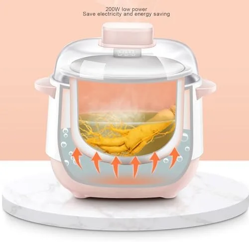 Miniatura 3 de ZJchao Olla eléctrica para estofado, 1 L, 200 W, eléctrica, inteligente, de cerámica, gachas de avena, mini olla de cocción lenta, antiquemaduras