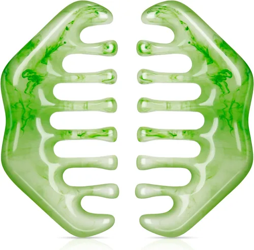 Miniatura 13 de Geiserailie 2 piezas de peines de jade suministros esteticista masaje piedra pelo Gua Sha raspado cuero cabelludo peine herramienta de masaje facial