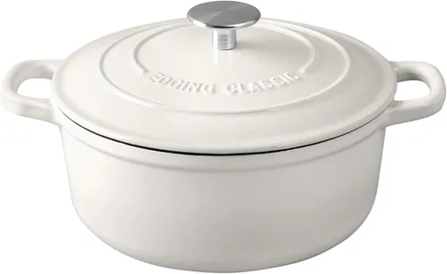 EDGING CASTING - Hornos holandeses de hierro fundido esmaltado cubiertos de 5.5 cuartos de galón con asa doble para hornear pan, color blanco