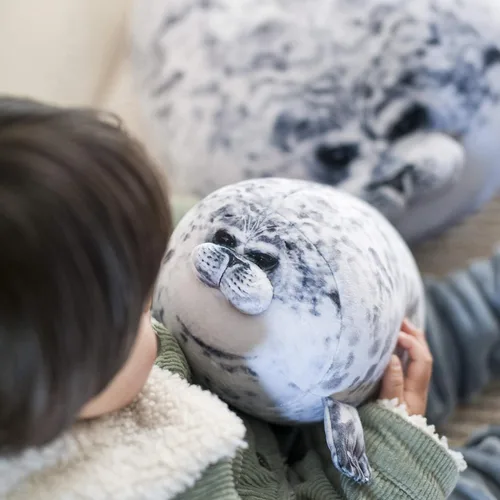 Miniatura 7 de Almohada de foca, almohada de felpa de sello de Blob gordito, juguete de peluche, lindas almohadas de océano (mediano, 17.6 pulgadas)