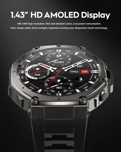 Miniatura 2 de Reloj inteligente con GPS: reloj deportivo impermeable de 164.0 ft para exteriores con pantalla AMOLED, monitor de frecuencia cardíaca, más de 170