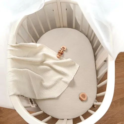 Miniatura 66 de lulumoon Sábanas de muselina para moisés para bebé: sábanas ajustables suaves para moisés de cabecera para niños y niñas Oliva y Crema