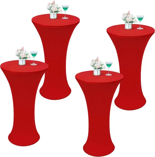 Miniatura 8 de Wolkemer 4 piezas manteles redondos negros de 24x43 pulgadas ajustados elásticos para mesa de cóctel highboy para banquete bar fiesta pub boda