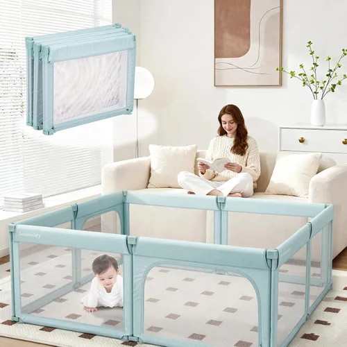 Miniatura 14 de Dora dotey Corralito gris claro para bebés y niños pequeños, plegable y ajustable, 71 x 59 x 27 pulgadas Plegable Gris Claro