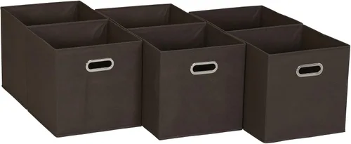 Miniatura 12 de Household Essentials Cubos de Almacenamiento de Tela Plegables Paquete de 6 – 11x11x11 Contenedores No Tejidos Apilables con Lados de Cartón