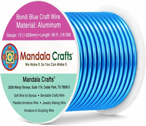 Miniatura 277 de Mandala Crafts - Alambre de aluminio anodizado de 8 calibre para hacer joyas - 9.75 m de alambre flexible negro colorido - Flexible para bonsái