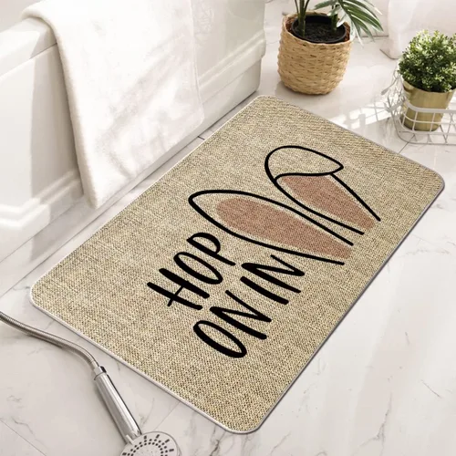 Miniatura 2 de GAGEC Felpudo de Pascua con orejas de conejo, para interiores, baño, hogar, cocina, decoración de piso, puerta delantera, exterior, 17 x 27 pulgadas