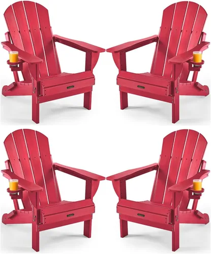 Miniatura 31 de Ciokea Silla Adirondack plegable con textura de madera, silla Adirondack para patio, resistente a la intemperie, silla de plástico para hoguera