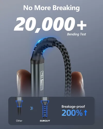 Miniatura 6 de SUNGUY - Cable USB de 10 Gbps para Android Auto, 33 cm, USB C 3.1 Gen2, transferencia de datos, cable USB C para CarPlay, carga rápida para iPhone