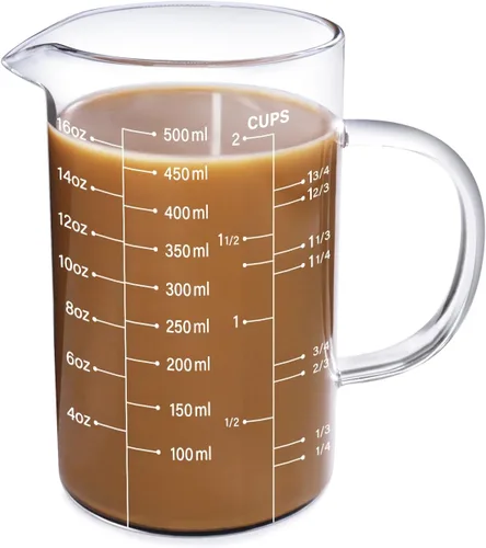 Miniatura 9 de 77L Taza medidora de vidrio, [escala de medición doble cara, mango aislado, pico en forma de V], taza medidora de vidrio de borosilicato alto