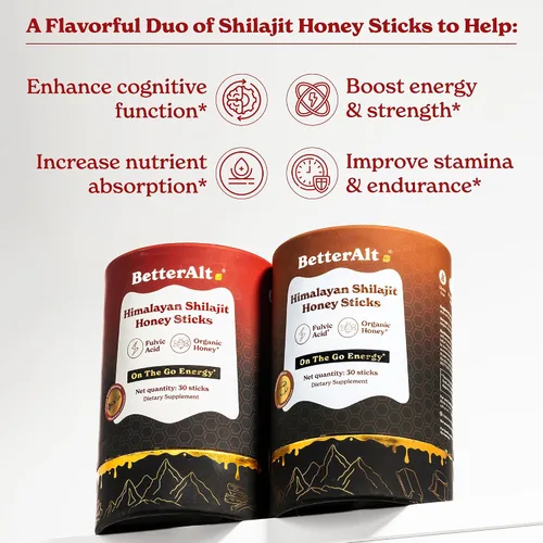 Miniatura 3 de Better Alt Paquete de 2 palitos Shilajit del Himalaya puro (canela + caramelo) Fácil de consumir 60 barras para impulso de energía y apoyo