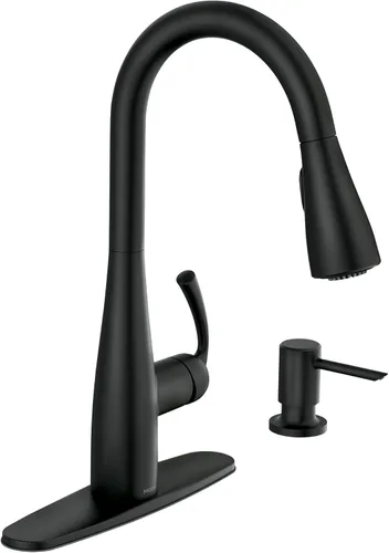 Miniatura 17 de Moen Essie 87014SRS - Juego de grifo de fregadero de cocina con rociador desplegable de acero inoxidable resistente a los puntos con dispensador