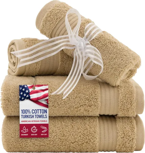 Miniatura 34 de Toalla American Veteran, Juego de Toallas de Mano para Baño de 4, 100% Conjunto de Toallas de Mano Turcas de Algodón, Toallas de Mano Suave