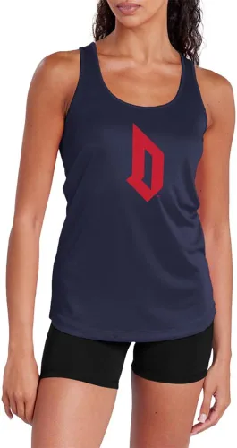 Miniatura 72 de Camiseta deportiva sin mangas oficial de NCAA Collegiate para mujer, con espalda cruzada, colección con logotipo primario