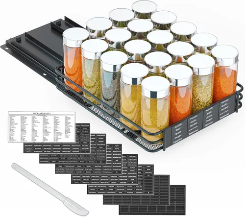 Miniatura 7 de SpaceAid estante organizador de especias para gabinete, organizador de condimentos deslizante y resistente para armarios de cocina, con 415