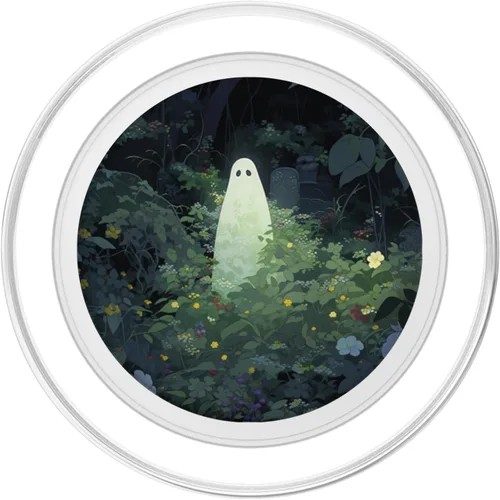 Miniatura 2 de Fantasma estético de Halloween en el jardín del bosque fantasma botánico PopSockets MagSafe PopGrip para iPhone