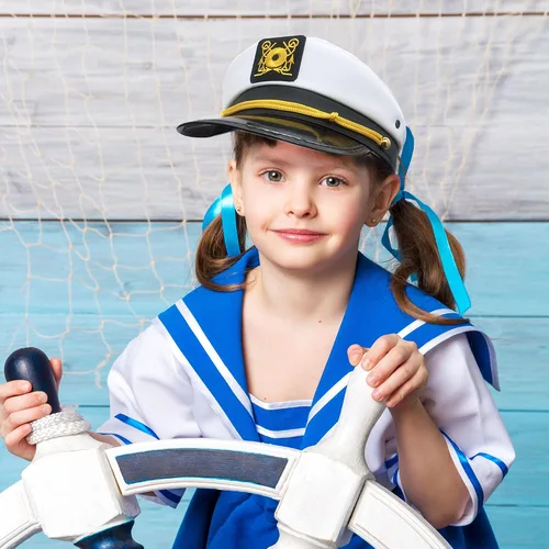 Miniatura 6 de Paquete de 20 sombreros de capitán ajustables blancos marineros azul marino sombreros para Halloween Cruise Line Capitán fiesta temática cosplay