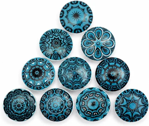 JGARTS Aqua Marine - Pomos de cerámica con aspecto vintage con diseño de flores, manija de puerta, armario, cajón, jalar, mandala, nuevo (10)