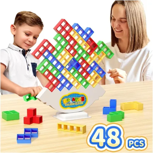 Ziogogco 48 piezas de juguetes de juego, juego de bloques de equilibrio para apilar, perfecto para familia, fiestas, viajes, regalos para niños y