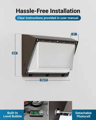 Miniatura 5 de Sunco - Paquete de pared LED de 120 W, sensor de fotocélula del anochecer al amanecer, industrial, regulable, impermeable, grado comercial