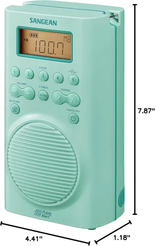 Miniatura 8 de Sangean H205TQ Radio digital de sintonización AM/FM/Alerta meteorológica portátil, resistente al agua para la ducha, turquesa