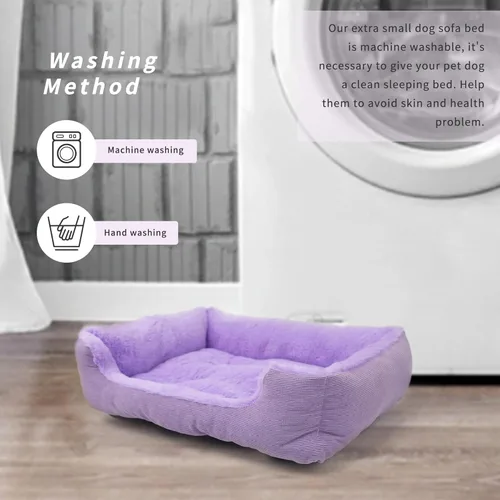 Miniatura 4 de Cama para perros pequeños, de 20 pulgadas, para perros pequeños, cama rectangular suave para cachorros con superficie de felpa, cama lavable