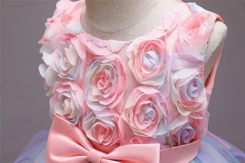 Miniatura 4 de HNXDYY Vestido de baile formal de princesa con encaje para niña de flores