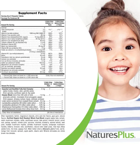 Miniatura 5 de NaturesPlus Animal Parade Gold Multivitamínico para niños, cereza, 120 tabletas masticables en forma de animal, paquete de 2, vegetarianos, sin