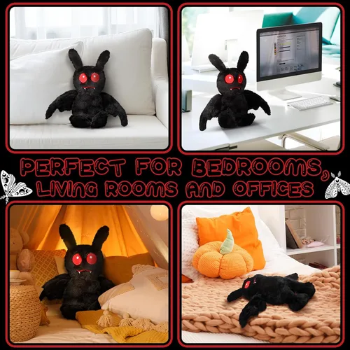 Miniatura 6 de Jenaai Peluche de Mothman de 13.4 Pulgadas Gótico Espeluznante Animales de Peluche Mothman Decoración Accesorio de Disfraz Espeluznante Suministros