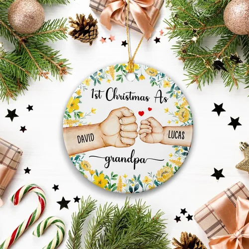 Miniatura 3 de Adorno de Navidad como abuelo de Navidad 2025, adorno personalizado de nuestra primera Navidad como abuelo para nuevo abuelo, adorno de cerámica