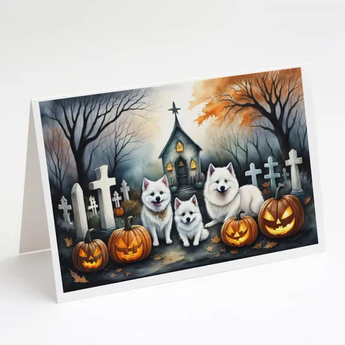 Miniatura 31 de Caroline's Treasures DAC2018GCA7P - Tarjetas de felicitación y sobres de Halloween espeluznantes de Border Collie, paquete de 8 tarjetas en blanco