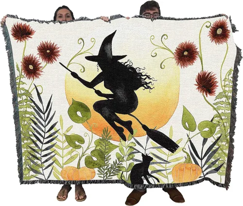 Miniatura 10 de Pure Country Weavers Manta negra con texto en inglés "I Just Here for The Boos" de fantasma, regalo de otoño, Halloween, para la parte posterior