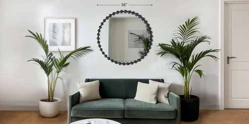 Miniatura 2 de Espejo redondo de Madison Park, espejo circular con marco de metal de 36 pulgadas, decoración de pared montada y colgante para entrada, baño, Negro
