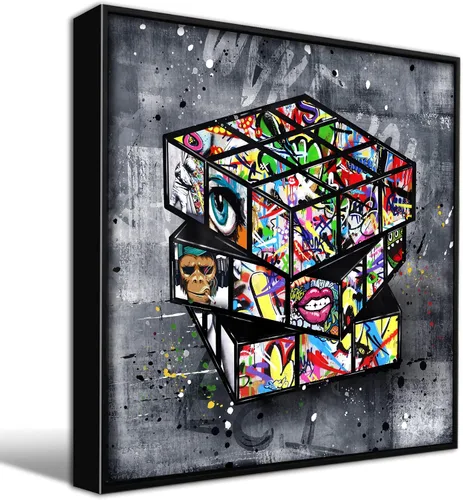 Miniatura 15 de SIXTTART Banksy - Lienzo de pared para dormitorio, arte de pared con graffiti callejero, pintura abstracta, arte pop, decoración moderna de pared