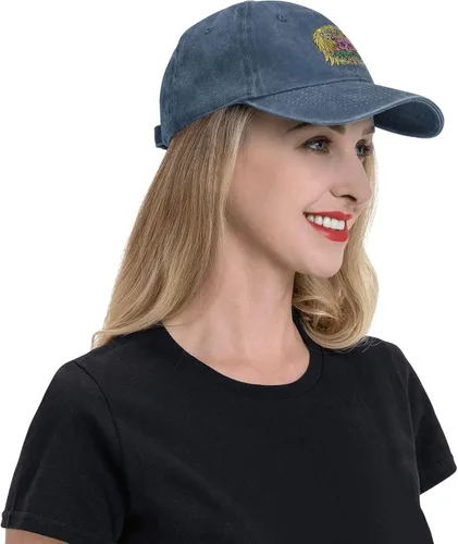 Miniatura 3 de Sombrero de vaquero de moda para hombre y mujer, ajustable para cuatro estaciones, gorra de béisbol del infierno con ángel, azul marino, Azul marino