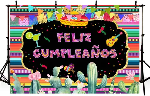 Miniatura 2 de MEHOFOND Telón de fondo para fiesta temática mexicana, decoración de fiesta temática mexicana, fondo de fotografía de feliz cumpleaños, México