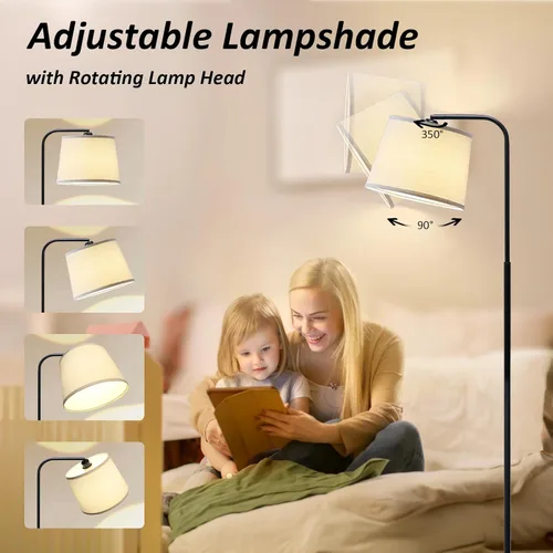 Miniatura 3 de Lámpara de pie AKASUKI para sala de estar con 3 temperaturas de color, lámparas de pie con interruptor de pie para sala de estar, dormitorio, Negro