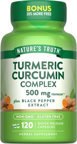 Nature's Truth Curcumina de cúrcuma | 120 cápsulas | con extracto de pimienta negra | Suplemento sin OMG y sin gluten